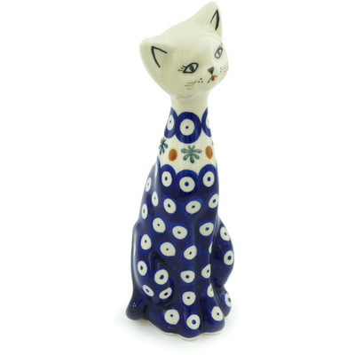 Polish Pottery Cat Figurine 8&quot; Mosquito