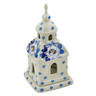Polish Pottery Chapel Candle Holder 6&quot; Blue Spring