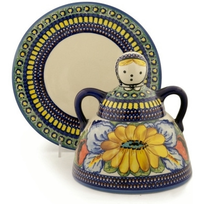 Polish Pottery Cheese Lady 10&quot;