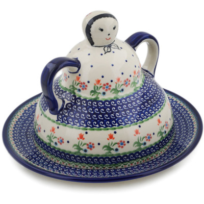 Polish Pottery Cheese Lady 10&quot; Spring Flowers