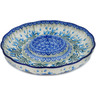 Polish Pottery Chip and Dip Platter 10&quot; Feathery Bluebells