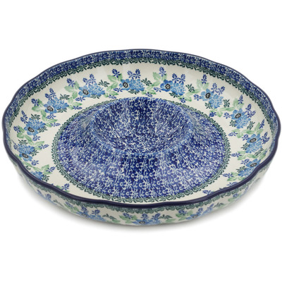 Polish Pottery Chip and Dip Platter 12&quot; Pretty In Blue
