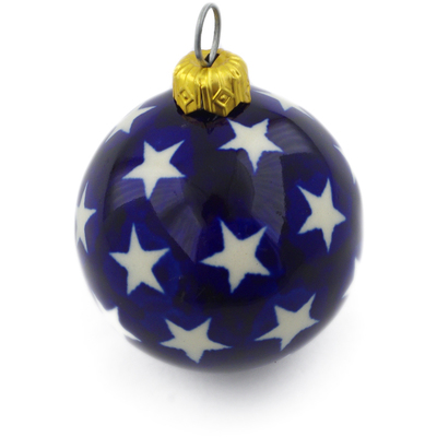 Polish Pottery Christmas Ball Ornament 2&quot; America The Beautiful