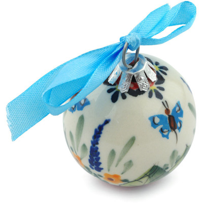 Polish Pottery Christmas Ball Ornament 2&quot; Spring Splendor UNIKAT