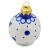 Polish Pottery Christmas Ball Ornament 3&quot; Azure Polka