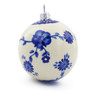 Polish Pottery Christmas Ball Ornament 3&quot; Delicate Poppy