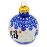 Polish Pottery Christmas Ball Ornament 3&quot; Penguin Snowflake Hour