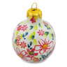 Polish Pottery Christmas Ball Ornament 3&quot; Pink Petal Freedom UNIKAT