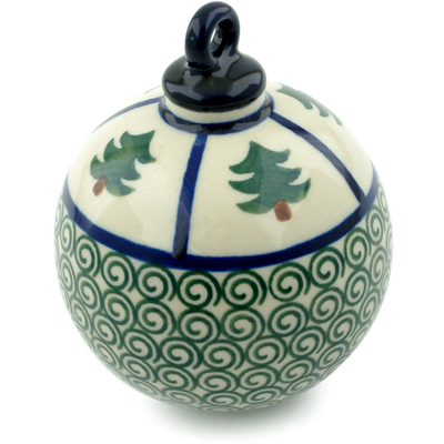 Polish Pottery Christmas Ball Ornament 4&quot;