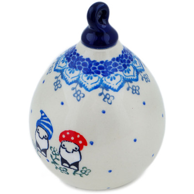 Polish Pottery Christmas Ball Ornament 4&quot; Papa Gnome
