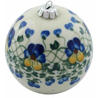 Polish Pottery Christmas Ball Ornament 4&quot; Wildflower Meadow