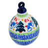 Polish Pottery Christmas Ball Ornament 4&quot; Winter Bells