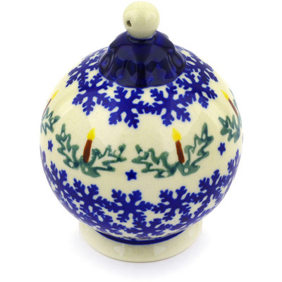Polish Pottery Christmas Ball Ornament 4&quot; Winter Candles