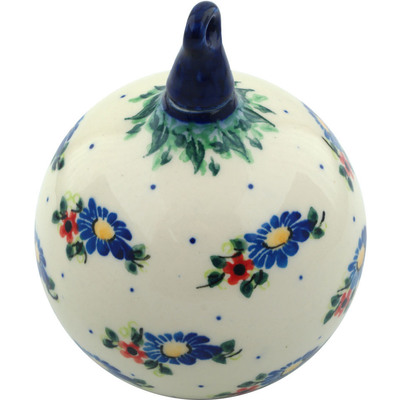 Polish Pottery Christmas Ball Ornament 5&quot; Floating Flowers UNIKAT