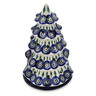 Polish Pottery Christmas Tree Candle Holder 10&quot; Peacock Leaves