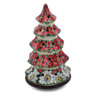 Polish Pottery Christmas Tree Candle Holder 10&quot; Sweet Red Petals UNIKAT