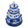 Polish Pottery Christmas Tree Candle Holder 7&quot; Blue Poppies