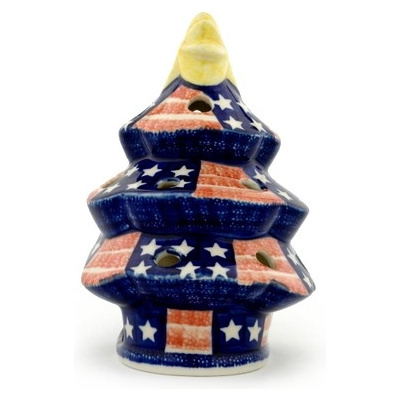 Polish Pottery Christmas Tree Candle Holder 7&quot; UNIKAT