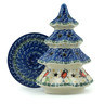 Polish Pottery Christmas Tree Candle Holder 8&quot; Redbird On A Wire