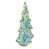 Polish Pottery Christmas Tree Figurine 12&quot; Happy Blue UNIKAT