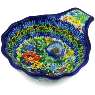 Polish Pottery Condiment Dish 5&quot; Bountiful Blue Bonnet UNIKAT