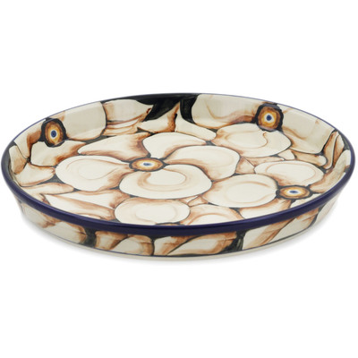 Polish Pottery Cookie Platter 10&quot; Autumn Poppies UNIKAT