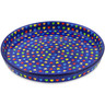 Polish Pottery Cookie Platter 10&quot; Colourful Dot Show UNIKAT