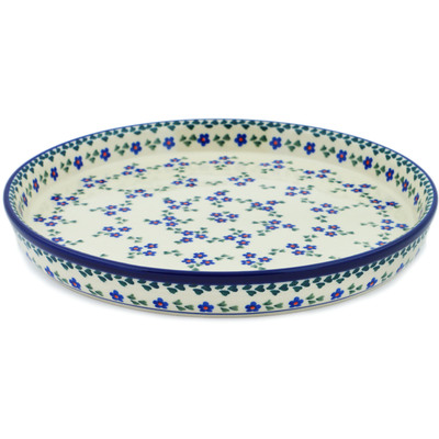 Polish Pottery Cookie Platter 10&quot; Forget Me Not Chain