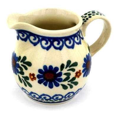 Polish Pottery Creamer Small Blue Daisy Meadow