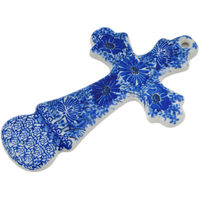 Polish Pottery Cross 8&quot; Dreams In Blue UNIKAT