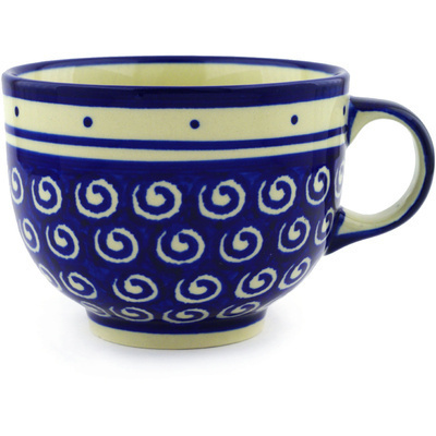 Polish Pottery Cup 17 oz Ocean Swirl