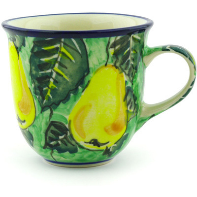 Polish Pottery Cup 6 oz Yellow Pears UNIKAT