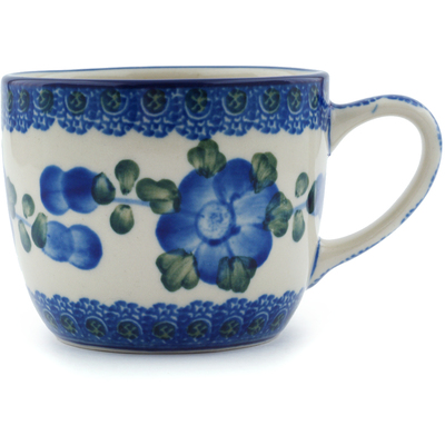 Polish Pottery Cup 7 oz Blue Poppies