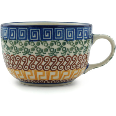 Polish Pottery Cup 9 oz Grecian Sea