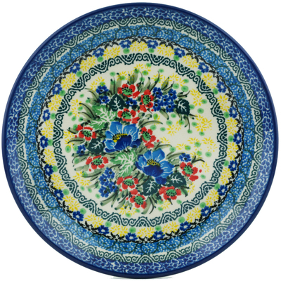 Polish Pottery Dessert Plate Blue In The Wreath UNIKAT