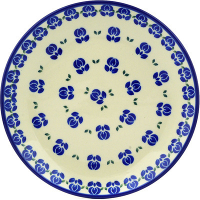Polish Pottery Dessert Plate Blue Lotus