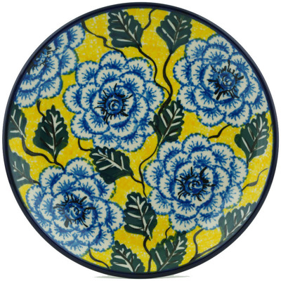 Polish Pottery Dessert Plate Blue Spring UNIKAT