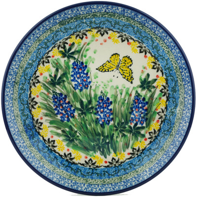 Polish Pottery Dessert Plate Bluebonnet Garden UNIKAT
