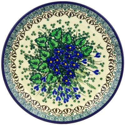 Polish Pottery Dessert Plate Emerald Berries UNIKAT