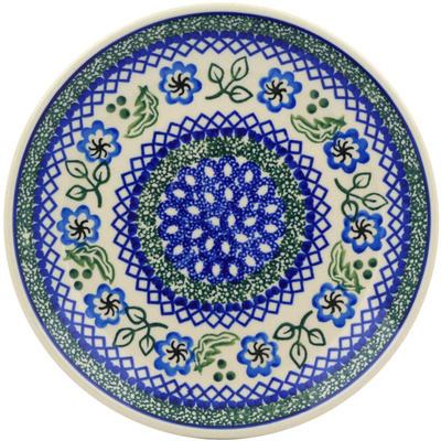 Polish Pottery Dessert Plate Feathers And Flowers