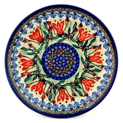 Polish Pottery Dessert Plate Gentian Wreath UNIKAT