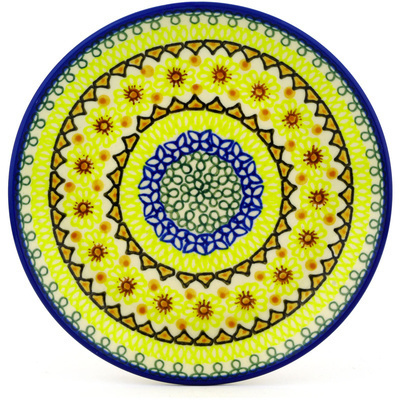Polish Pottery Dessert Plate Geometric Sunflower