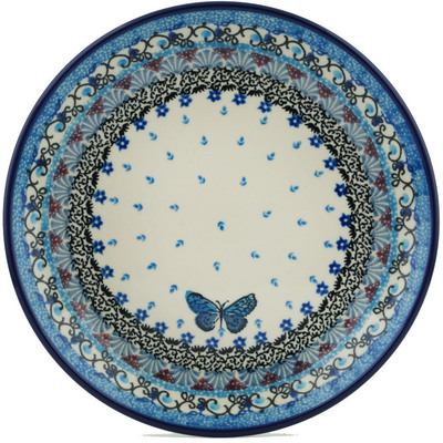 Polish Pottery Dessert Plate Solo Butterfly UNIKAT