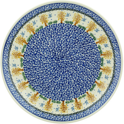 Polish Pottery Dinner Plate 10&frac12;-inch Autumn Blue Birds
