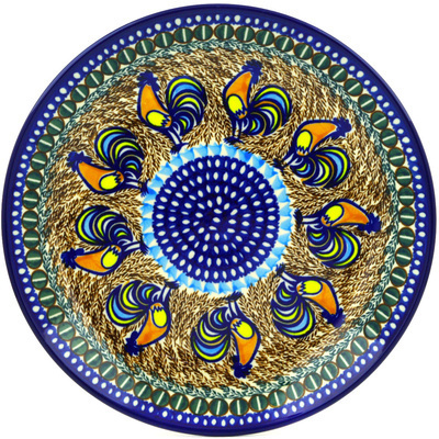 Polish Pottery Dinner Plate 10&frac12;-inch Autumn Rooster UNIKAT