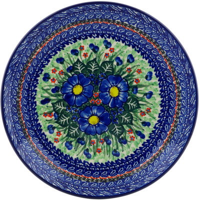 Polish Pottery Dinner Plate 10&frac12;-inch Blue Bud Delight UNIKAT