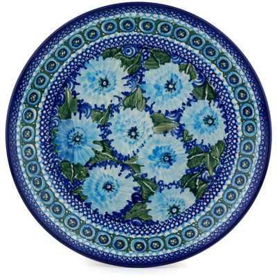Polish Pottery Dinner Plate 10&frac12;-inch Blue Carnation UNIKAT