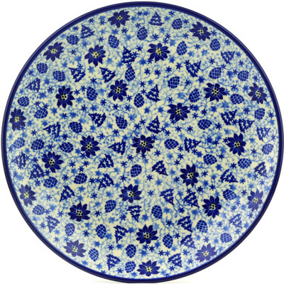 Polish Pottery Dinner Plate 10&frac12;-inch Blue Christmas