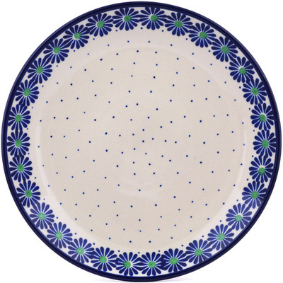 Polish Pottery Dinner Plate 10&frac12;-inch Blue Daisy Chain