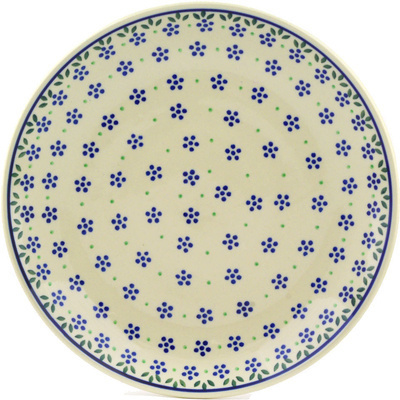 Polish Pottery Dinner Plate 10&frac12;-inch Blue Daisy Dot